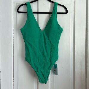 Seafolly 10974-861 Seadive Deep V-Neck One Piece Jade green Size 12 NWT
